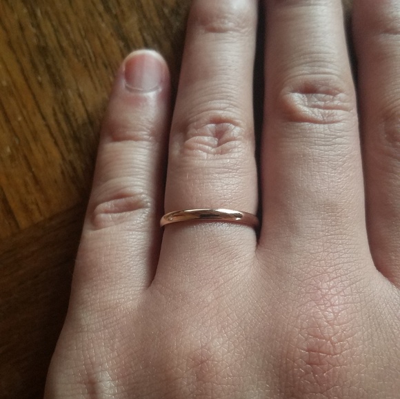 NWOT Rose Gold Thin Titanium Steel Ring Band - Picture 2 of 6